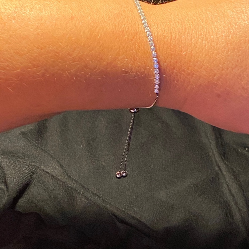 $185 Sterling CZ Tennis Bracelet Sliding Chain